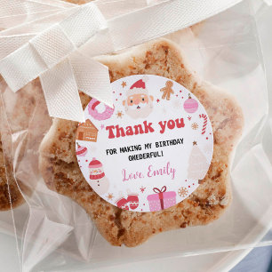 Weihnachten Danke für die Geburtstagsparty Labels Runder Aufkleber