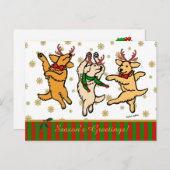 Weihnachten, das goldene Retriever tanzt Feiertagspostkarte (Vorne/Hinten)