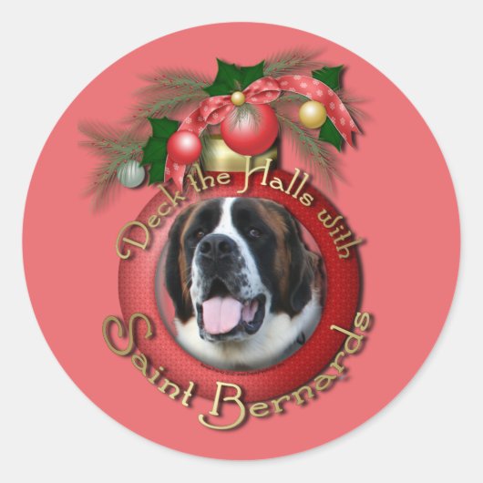 Weihnachten - Deck der Hallen - Saint Bernards - M Runder Aufkleber (Vorderseite)
