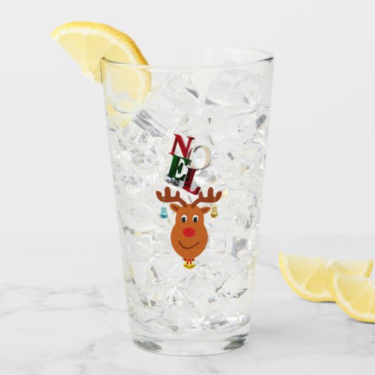 Weihnachten Deer Bells Bauble Rudolf Schneeflocken Glas (Vorderseite Ice)