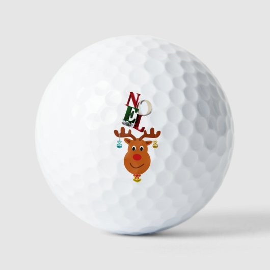 Weihnachten Deer Bells Bauble Rudolf Schneeflocken Golfball (Vorderseite)