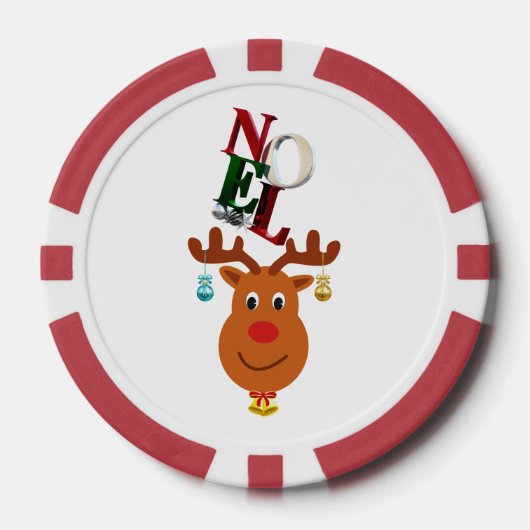 Weihnachten Deer Bells Bauble Rudolf Schneeflocken Pokerchips (Vorderseite)