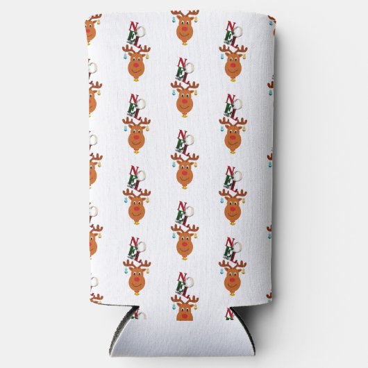 Weihnachten Deer Bells Bauble Rudolf Schneeflocken Selters Dosenkühler (Vorderseite)