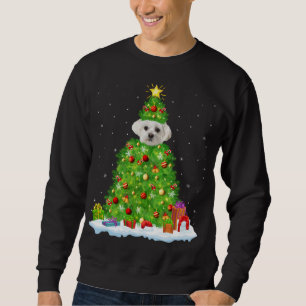 Weihnachten Dekorationen Lichter Santa Maltese Hun Sweatshirt