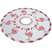 Weihnachten Dekoriert Flamingo Tree Skirt Polyester Weihnachtsbaumdecke (Schrägansicht)