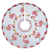 Weihnachten Dekoriert Flamingo Tree Skirt Polyester Weihnachtsbaumdecke (Vorderseite)