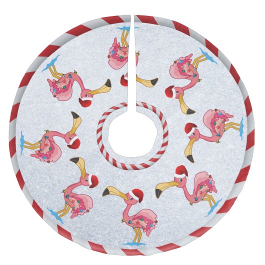 Weihnachten Dekoriert Flamingo Tree Skirt Polyester Weihnachtsbaumdecke (Vorderseite)