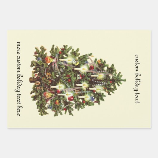 Weihnachten, dekorierter Viktorianischer Baum Geschenkpapier Set (Vorderseite)