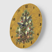Weihnachten, dekorierter Viktorianischer Baum Große Wanduhr (Winkel)