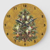 Weihnachten, dekorierter Viktorianischer Baum Große Wanduhr (Vorderseite)