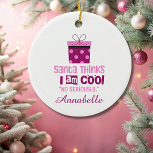 Weihnachten denkt ... Rosa Beschriftung Keramik Ornament