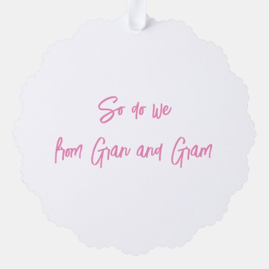 Weihnachten denkt ... Rosa Buchstaben Ornament Karte (Rückseite)