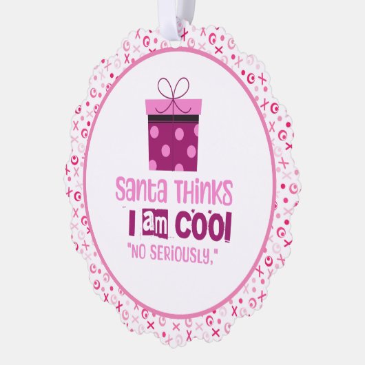 Weihnachten denkt ... Rosa Buchstaben Ornament Karte (Links)