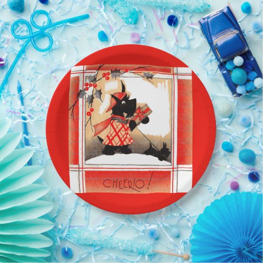 Weihnachten der 30er Jahre sagt Scottie dog "Cheer Pappteller (Party)