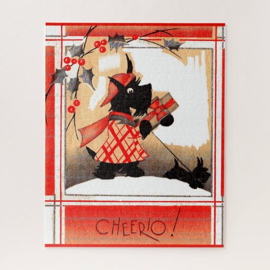 Weihnachten der 30er Jahre sagt Scottie dog "Cheer Puzzle (Vertikal)
