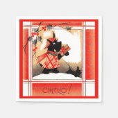 Weihnachten der 30er Jahre sagt Scottie dog "Cheer Serviette (Vorderseite)