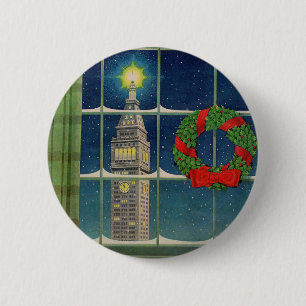 Weihnachten der 50er Jahre in der Stadt Button