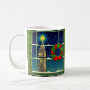 Weihnachten der 50er Jahre in der Stadt Kaffeetasse