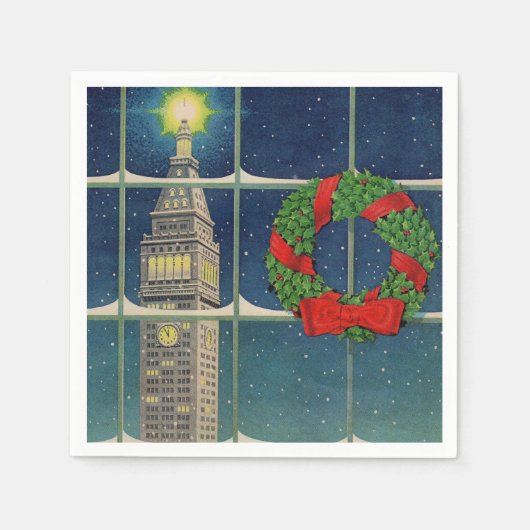 Weihnachten der 50er Jahre in der Stadt Serviette (Vorderseite)