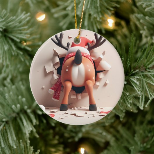 Weihnachten der Albernen Rentiere Keramik Ornament (Baum)