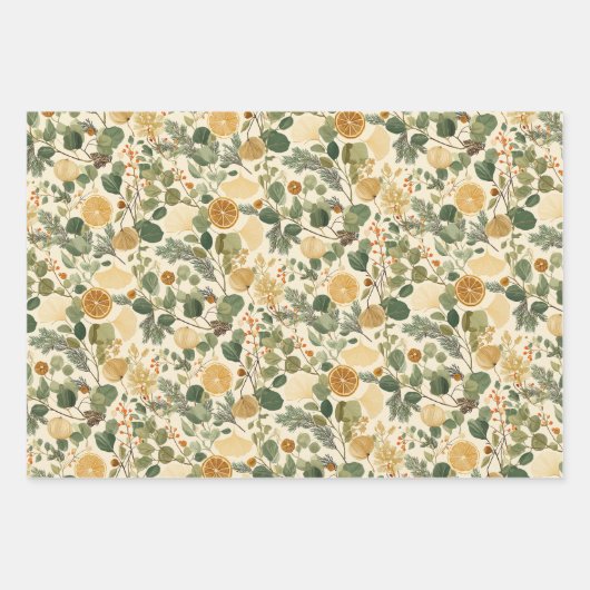 Weihnachten der botanischen Zitrusfrüchte Geschenkpapier Set (Vorderseite 2)