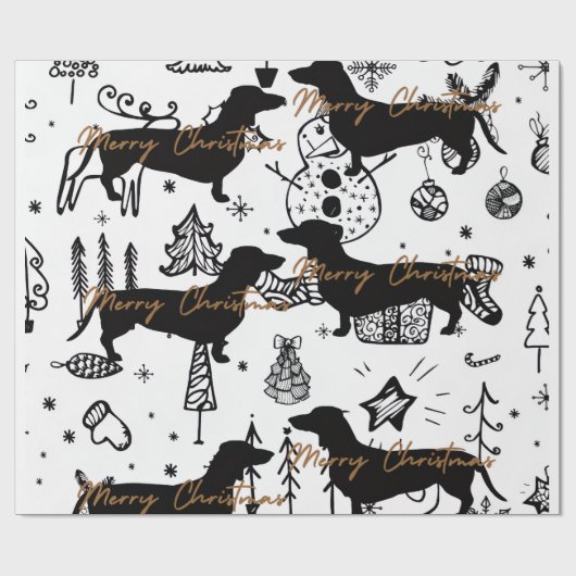 Weihnachten der Dackel Geschenkpapier (Flach)