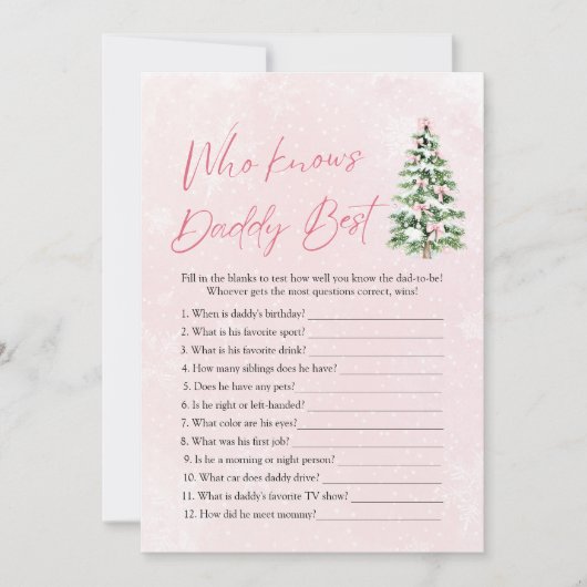 Weihnachten, der Daddy Best Baby Shower Game kennt Einladung (Vorderseite)