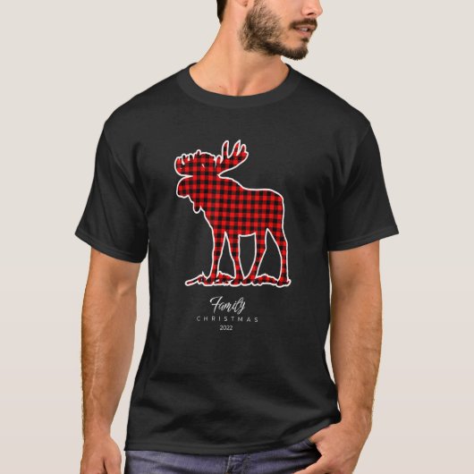 Weihnachten der Familie 2022 Buffalo Kariert Red B T-Shirt (Vorderseite)