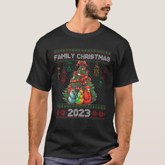 Weihnachten der Familie 2023 Pullover Ugly Chicken (Vorderseite)