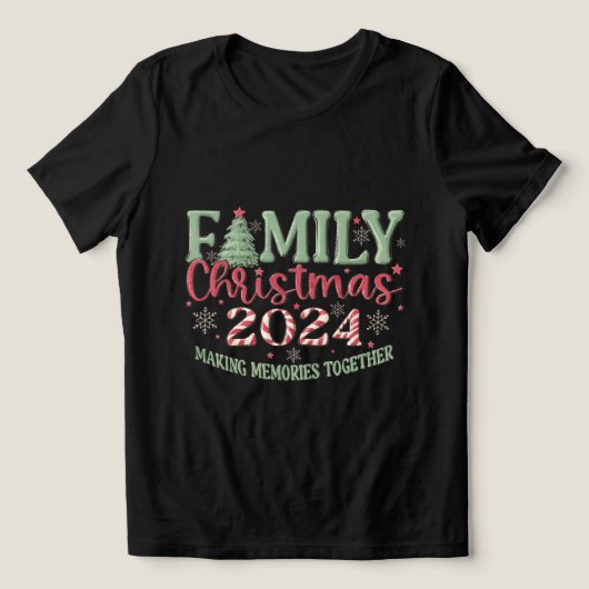 Weihnachten der Familie 2024 Schwarz Tri-Blend Shirt (Design Vorderseite)