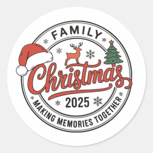Weihnachten der Familie 2025 Matching Holiday Sais Runder Aufkleber