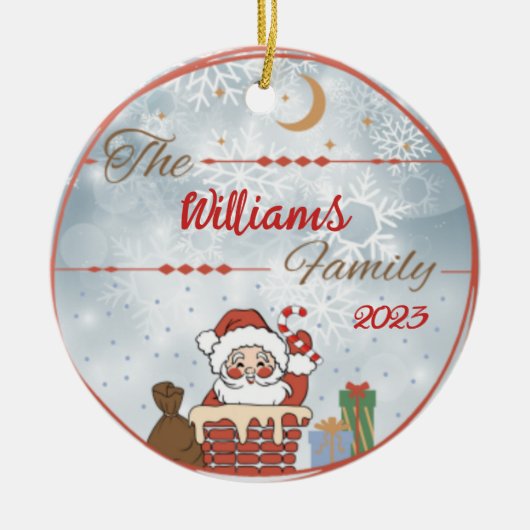 Weihnachten der Familie - den Schornstein runter Keramik Ornament (Vorne)