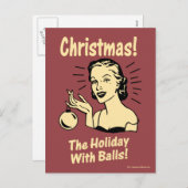 Weihnachten: Der Feiertag mit Bällen Feiertagspostkarte (Vorne/Hinten)