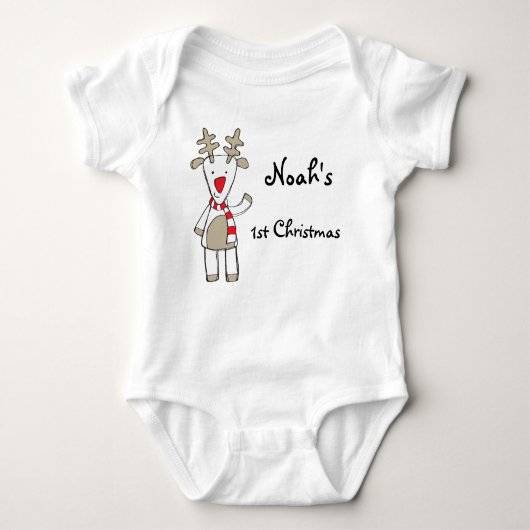 Weihnachten der Gewohnheits-name/my 1. das Ren Baby Strampler (Vorderseite)