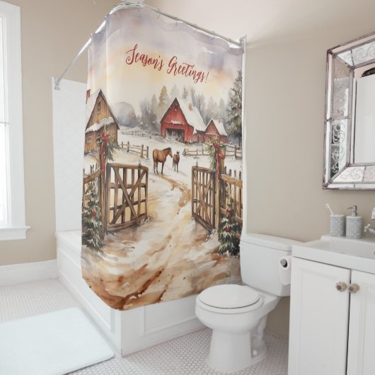 Weihnachten der Jahreszeit Rustikale Viktorianisch Duschvorhang (Beispiel)