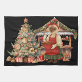 Weihnachten der Katze im Bäckereiladen Geschirrtuch (Horizontal)