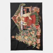 Weihnachten der Katze im Bäckereiladen Geschirrtuch (Vertikal)