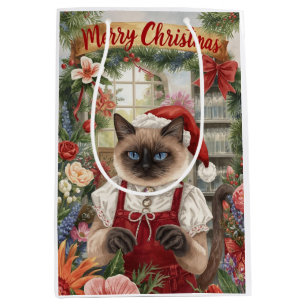 Weihnachten der Katze von Siamesen in Floristen th Mittlere Geschenktüte