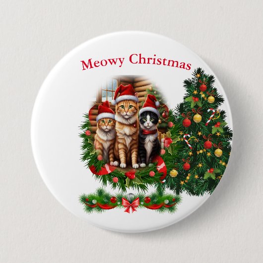 Weihnachten der Katzen Button (Vorderseite)