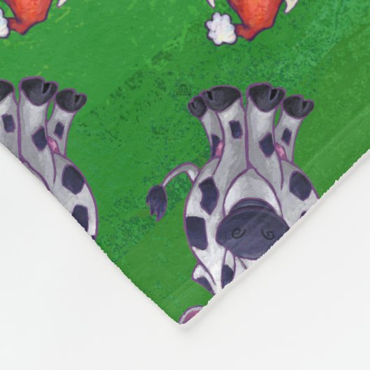 Weihnachten der Kuh auf Grün Fleecedecke (Ecke)