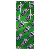 Weihnachten der Kuh auf Grün Geschenktüte Für Weinflaschen (Vorderseite)