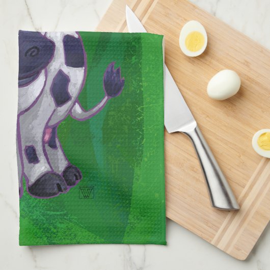 Weihnachten der Kuh auf Grün Geschirrtuch (Viertel Falte)