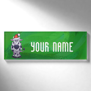 Weihnachten der Kuh auf Grün Namenschild