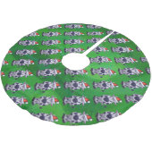 Weihnachten der Kuh auf Grün Polyester Weihnachtsbaumdecke (Schrägansicht)