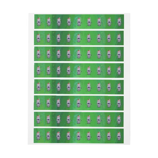 Weihnachten der Kuh auf Grün Rundum-Adressaufkleber (Bogen)