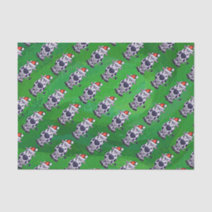 Weihnachten der Kuh auf Grün Seidenpapier