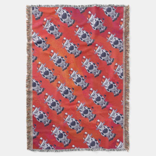 Weihnachten der Kuh auf Rot Decke (Vorderseite Vertikal)