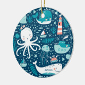 Weihnachten der Marine Blue and White Nautical Oce Keramik Ornament (Links)