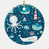 Weihnachten der Marine Blue and White Nautical Oce Keramik Ornament (Hinten)