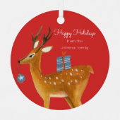 Weihnachten der niedlichen Rentiere Ornament Aus Metall (Vorderseite)